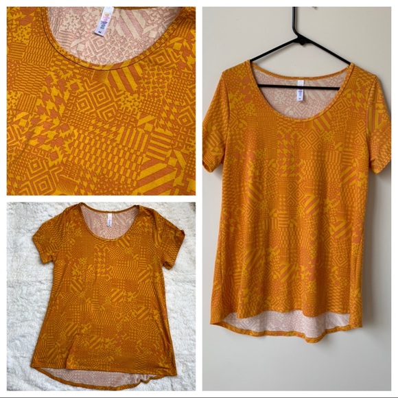 Lularoe Classic Tee Geometric Dark Orange Yellow M - Picture 2 of 7